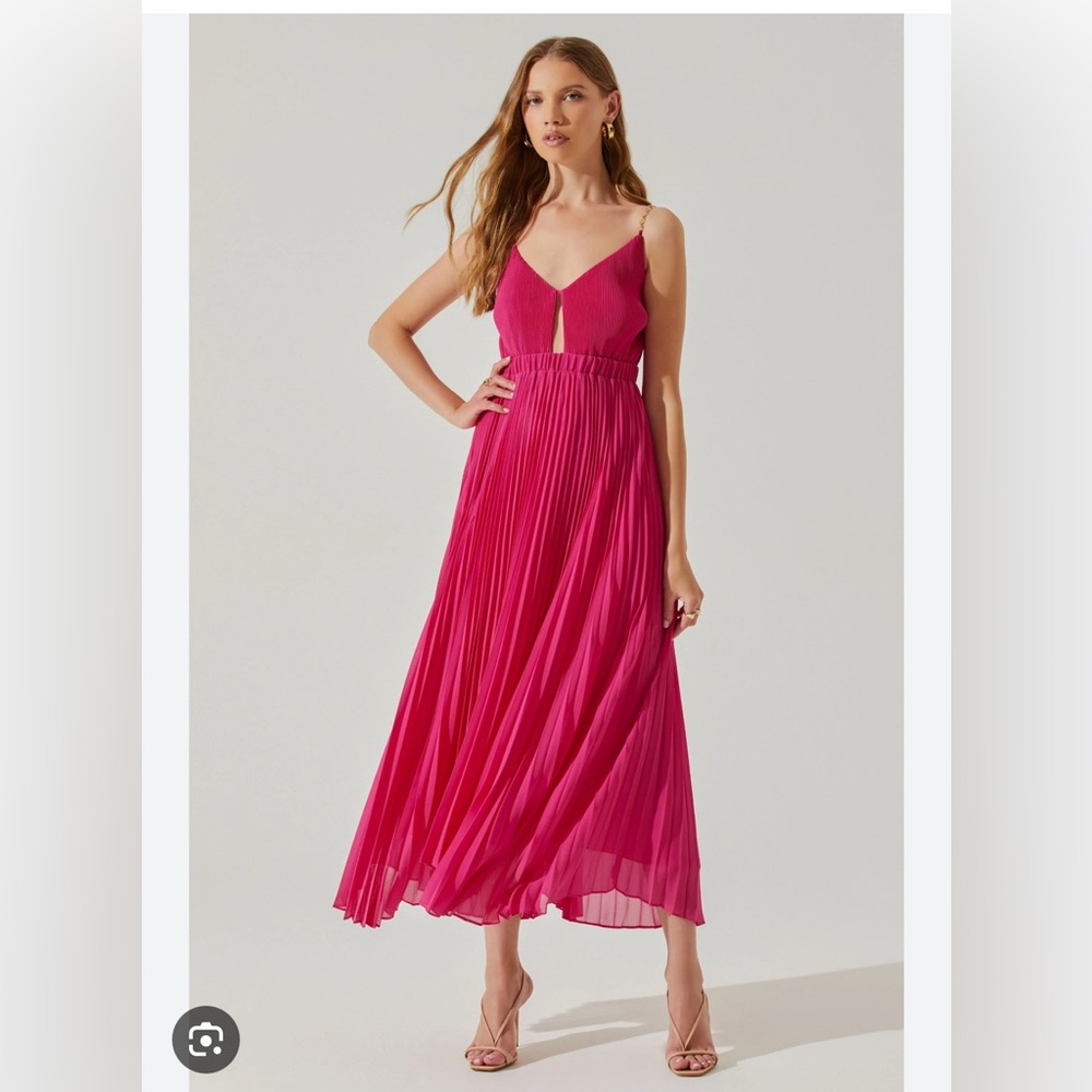 M ASTR Loralee pleated midi dress fuchsia